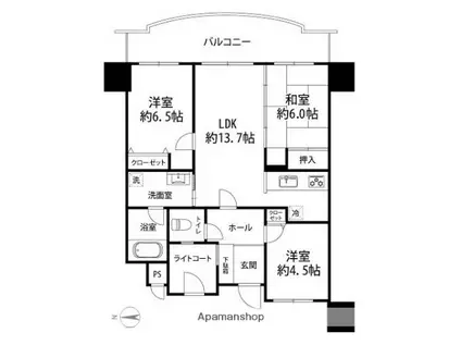 アパガーデンコート金沢駅西(3LDK/4階)の間取り写真