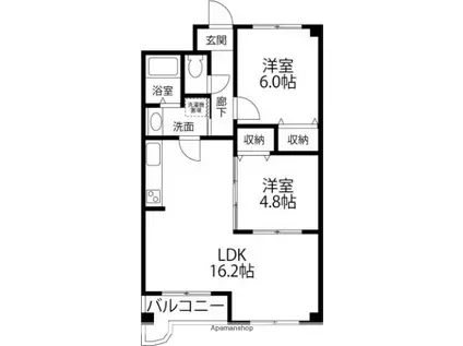 四季の街ドゥ・モンターニュ虹(2LDK/5階)の間取り写真