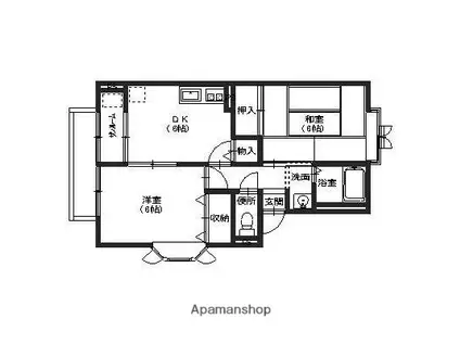 エクセル・セジュール(2DK/1階)の間取り写真