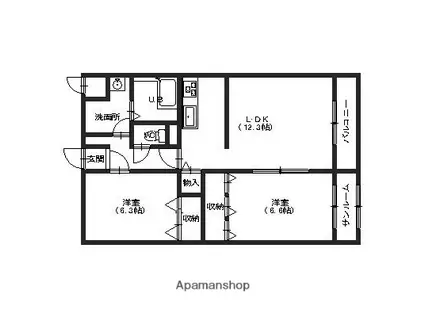 LIVES(2LDK/3階)の間取り写真