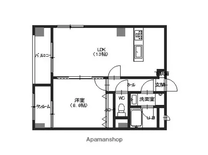 グランムーブル(1LDK/9階)の間取り写真
