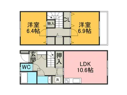 グランティ金沢(2LDK/1階)の間取り写真