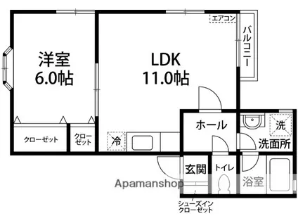 レガロデルシエロ(1LDK/1階)の間取り写真