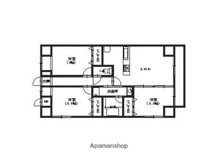 ラ・ペジブル駅西(3LDK/3階)の間取り写真