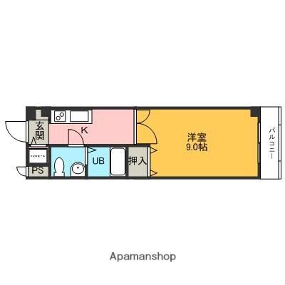 グリーンハイム駅西(1K/4階)の間取り写真