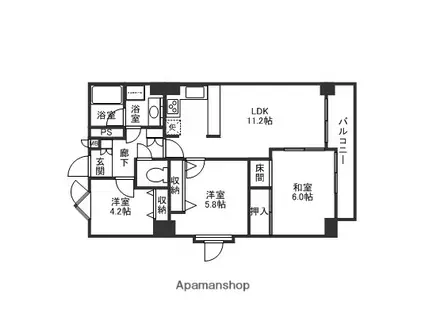 プレミアム金沢駅西(3LDK/9階)の間取り写真