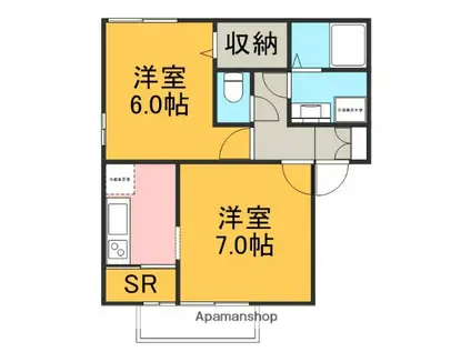 セジュール・ライズ(1LDK/2階)の間取り写真
