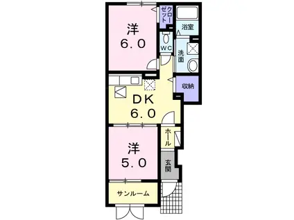 プラシード・ウエダⅡ(2DK/1階)の間取り写真