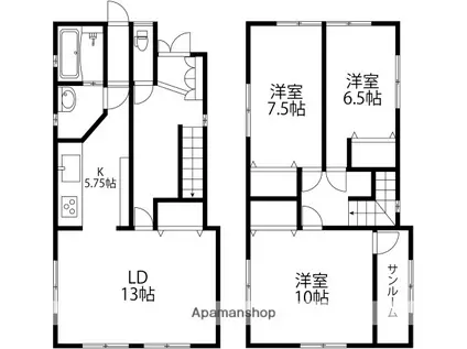 IRいしかわ鉄道 金沢駅 バス乗車時間:20分 藤江バス停で下車 徒歩5分 2階建 築22年(3LDK)の間取り写真
