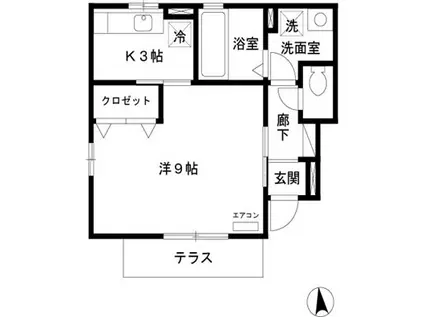 デコール(1K/1階)の間取り写真