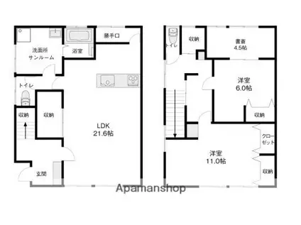 スペース・ド・駅西(2LDK/1階)の間取り写真