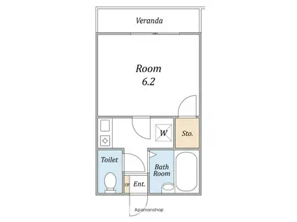 LIBERTY HOUSEⅠ(1K/2階)の間取り写真