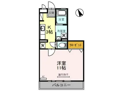 リビングタウン西都A(1K/2階)の間取り写真