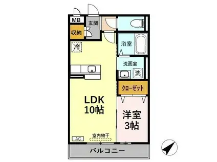 MAISON DE YASUKA(1LDK/2階)の間取り写真