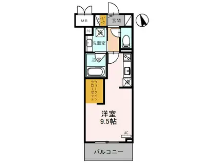 D-レジデンス椿・幸町(ワンルーム/2階)の間取り写真