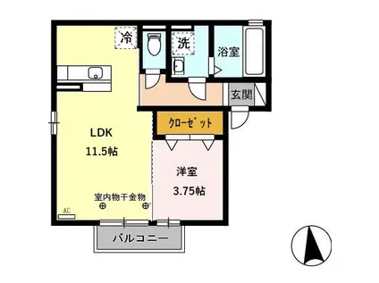 アーダ・レガーロ(1LDK/2階)の間取り写真