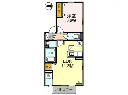 グラッド・S(1LDK/1階)の間取り写真