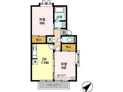 シティハイムローズマリー(2DK/2階)の間取り写真