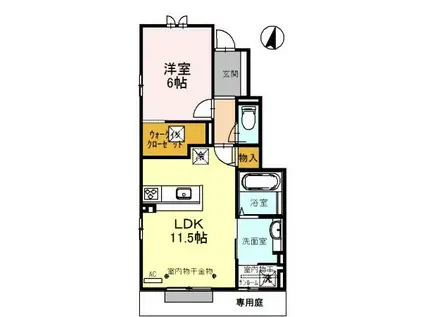 ティエラ(1LDK/1階)の間取り写真