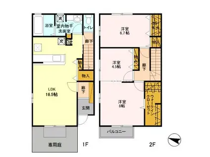 ローズティアラ(3LDK/1階)の間取り写真
