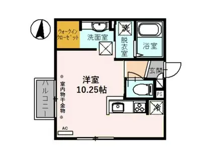 セジュール・モンブラン(ワンルーム/2階)の間取り写真