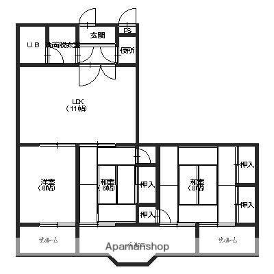 犀川MIビル(3LDK/3階)の間取り写真