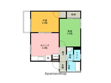 ガーデン秋桜(2DK/1階)の間取り写真