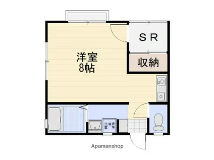 ウィラスB棟(1K/2階)の間取り写真