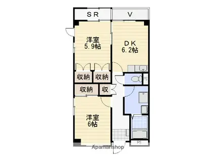 グランマロニエ(2DK/3階)の間取り写真