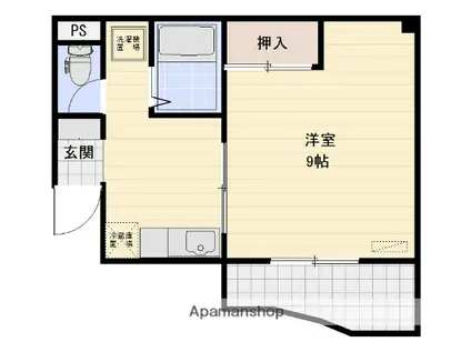 ハイムM2(1K/3階)の間取り写真