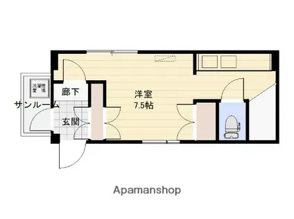 サンスポット(ワンルーム/2階)の間取り写真