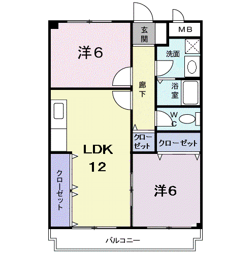 ヴィラプランタンⅠ(2LDK/3階)の間取り写真