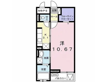 ナオパウム(1K/2階)の間取り写真