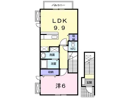 チェリーブラッサム(1LDK/2階)の間取り写真