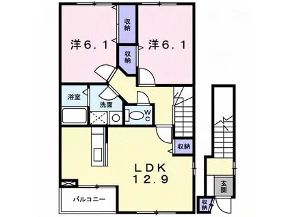 フィオーレS.Ⅰ(2LDK/2階)の間取り写真