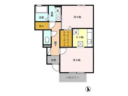 ソレアードⅤ(2K/1階)の間取り写真