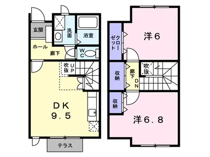 ヴェール・シュマンⅡ(2DK/1階)の間取り写真