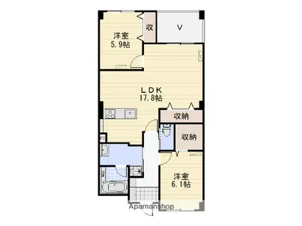 グロブナータウン平和町(2LDK/3階)の間取り写真