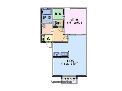 アルティメット(1LDK/2階)の間取り写真