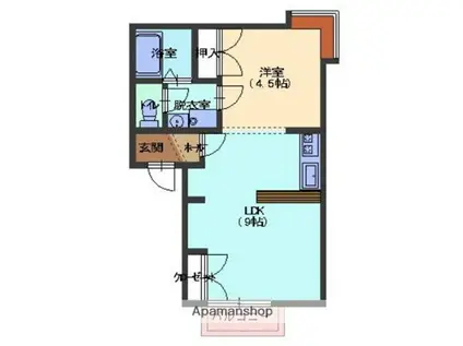 セントギガ(1LDK/1階)の間取り写真