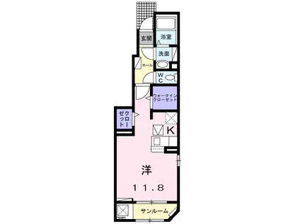 ルピナス Ⅰ(1K/1階)の間取り写真