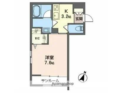 石川県金沢市 2階建 築4年(1K/1階)の間取り写真