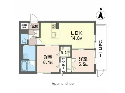 シャーメゾンリーノ(2LDK/1階)の間取り写真