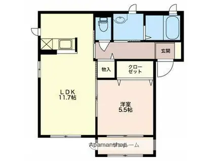 アソルティー A(1LDK/2階)の間取り写真