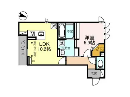 D-レジデンス椿(1LDK/2階)の間取り写真