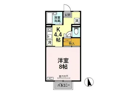 パンシオン額新保(1K/2階)の間取り写真