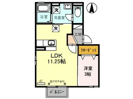 ラ・フィラーゲ(1LDK/2階)の間取り写真