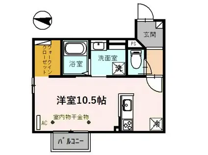 フルーリィア(ワンルーム/2階)の間取り写真