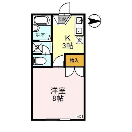 ワンズ18A棟(1K/1階)の間取り写真