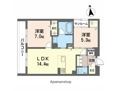 ポルターナⅠ(2LDK/3階)の間取り写真